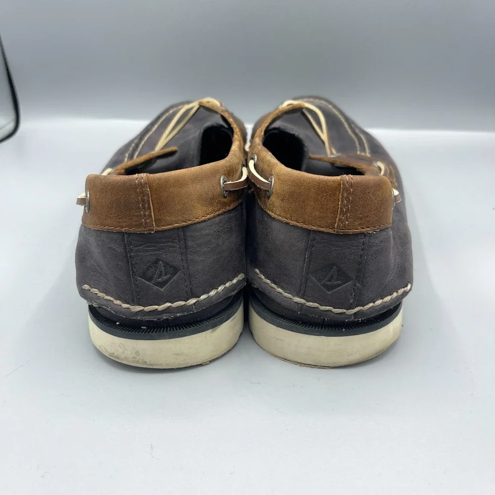 Sperry Top-Sider Leeward Boat Shoes Mens US 13M Navy Brown Upper Leather Preppy